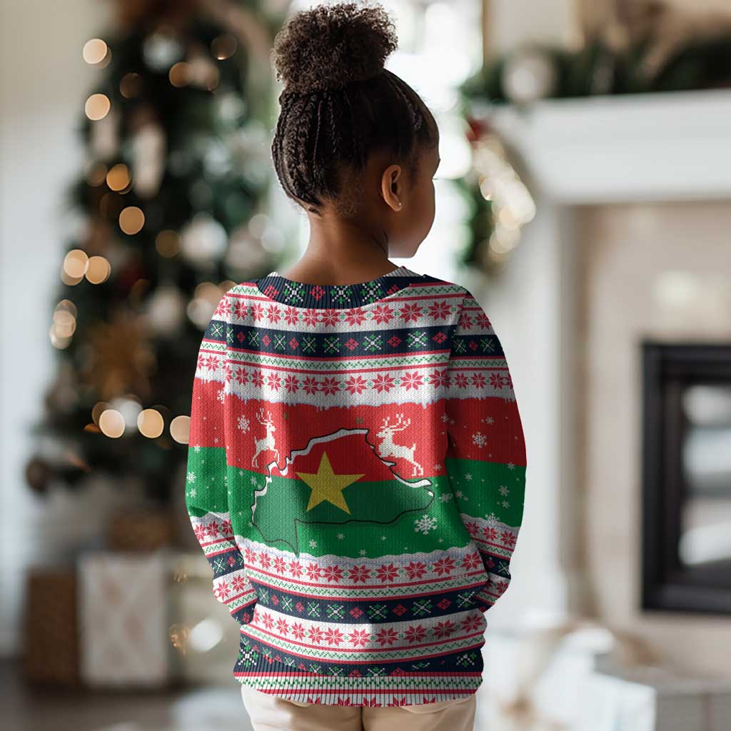 Christmas Burkina Faso Kid Ugly Christmas Sweater Reindeer Star Design - African Pride