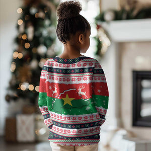 Christmas Burkina Faso Kid Ugly Christmas Sweater Reindeer Star Design - African Pride