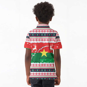 Christmas Burkina Faso Kid Polo Shirt Reindeer Star Design - African Pride