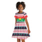 Christmas Burkina Faso Kid Short Sleeve Dress Reindeer Star Design - African Pride