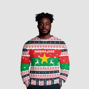 Christmas Burkina Faso Ugly Christmas Sweater Reindeer Star Design - African Pride
