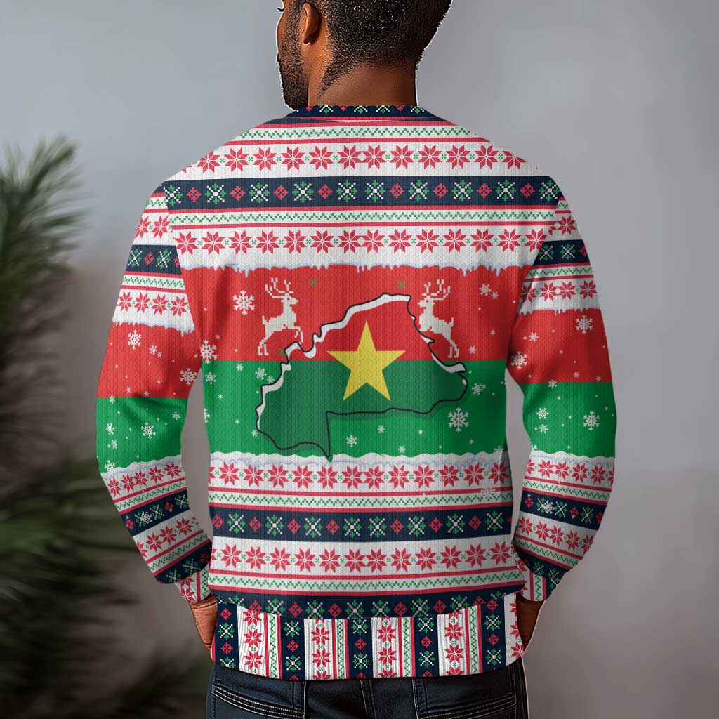 Christmas Burkina Faso Ugly Christmas Sweater Reindeer Star Design - African Pride