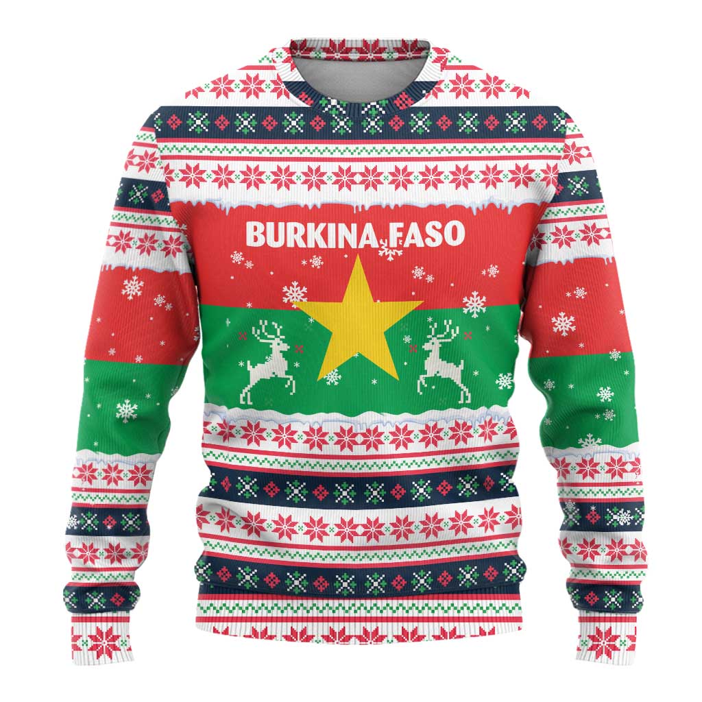 Christmas Burkina Faso Ugly Christmas Sweater Reindeer Star Design - African Pride