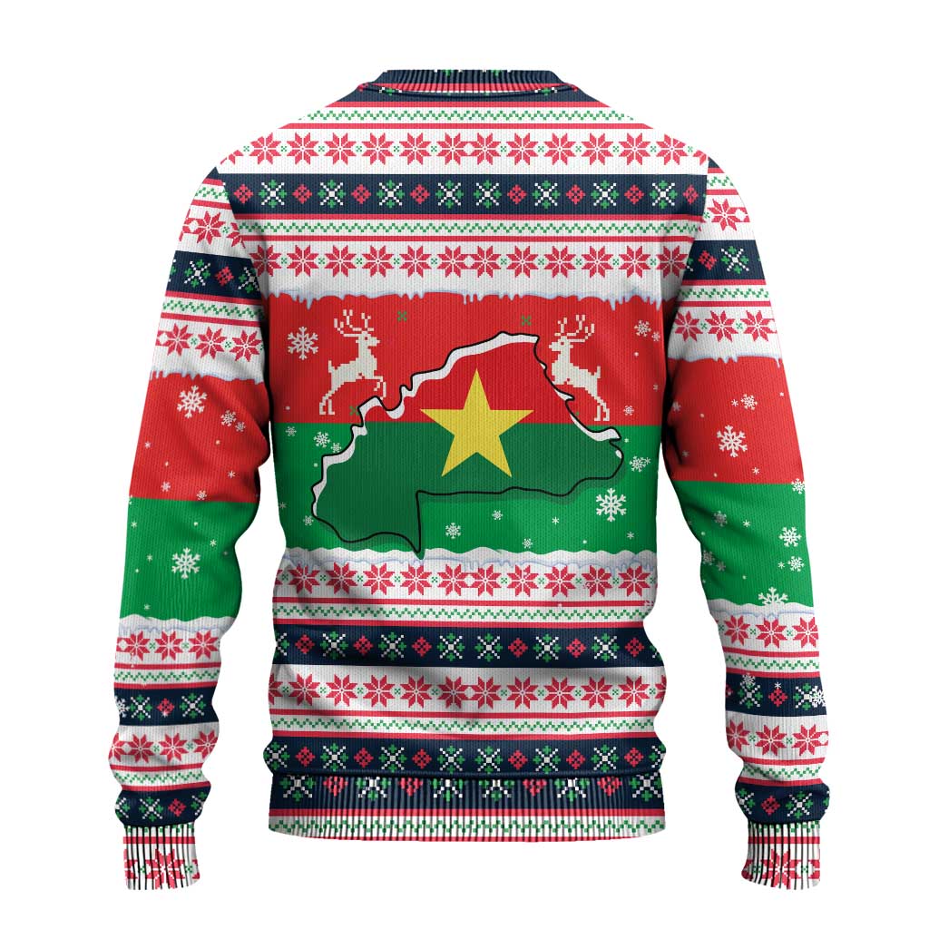 Christmas Burkina Faso Ugly Christmas Sweater Reindeer Star Design - African Pride