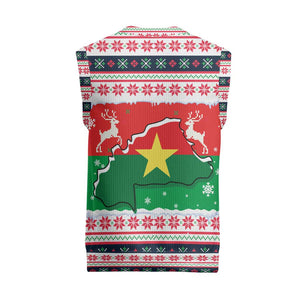 Christmas Burkina Faso Christmas Knitted V-Neck Vest Reindeer Star Design - African Pride
