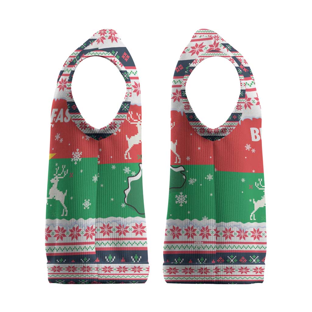 Christmas Burkina Faso Christmas Knitted V-Neck Vest Reindeer Star Design - African Pride