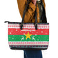 Christmas Burkina Faso Leather Tote Bag Reindeer Star Design - African Pride