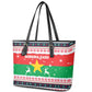 Christmas Burkina Faso Leather Tote Bag Reindeer Star Design - African Pride