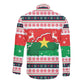 Christmas Burkina Faso Long Sleeve Button Shirt Reindeer Star Design - African Pride