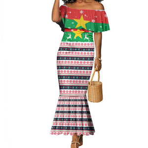 Christmas Burkina Faso Mermaid Dress Reindeer Star Design - African Pride