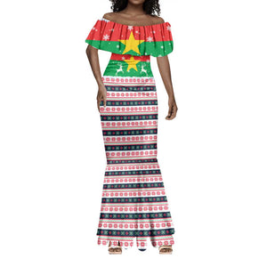Christmas Burkina Faso Mermaid Dress Reindeer Star Design - African Pride