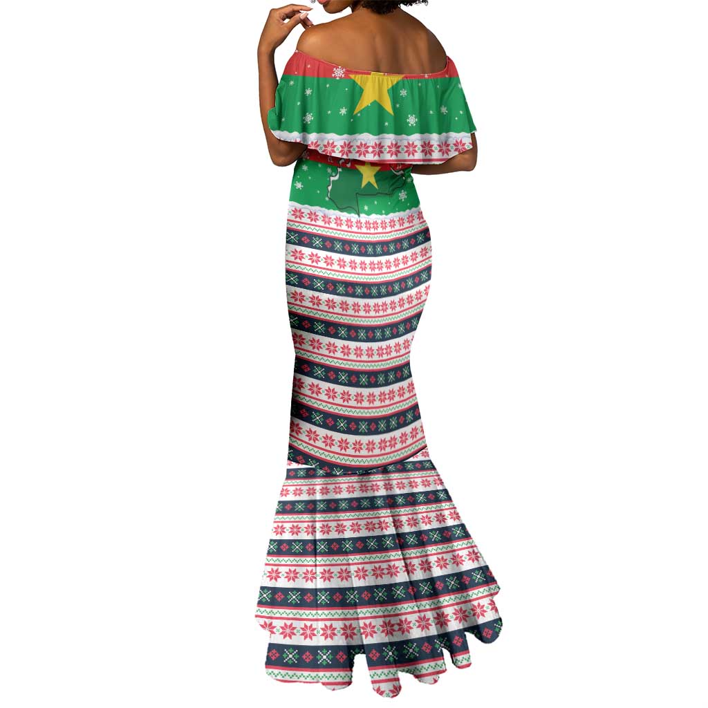 Christmas Burkina Faso Mermaid Dress Reindeer Star Design - African Pride