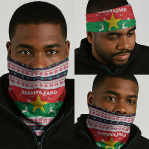 Christmas Burkina Faso Neck Gaiter Reindeer Star Design - African Pride