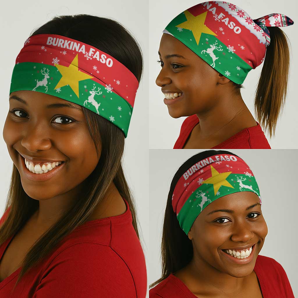 Christmas Burkina Faso Neck Gaiter Reindeer Star Design - African Pride