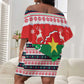Christmas Burkina Faso Off Shoulder Short Dress Reindeer Star Design - African Pride