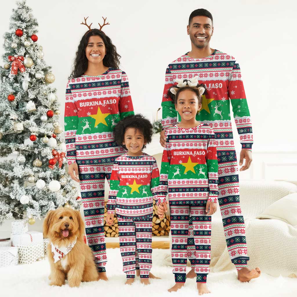 Christmas Burkina Faso Christmas Pajama Set Reindeer Star Design - African Pride