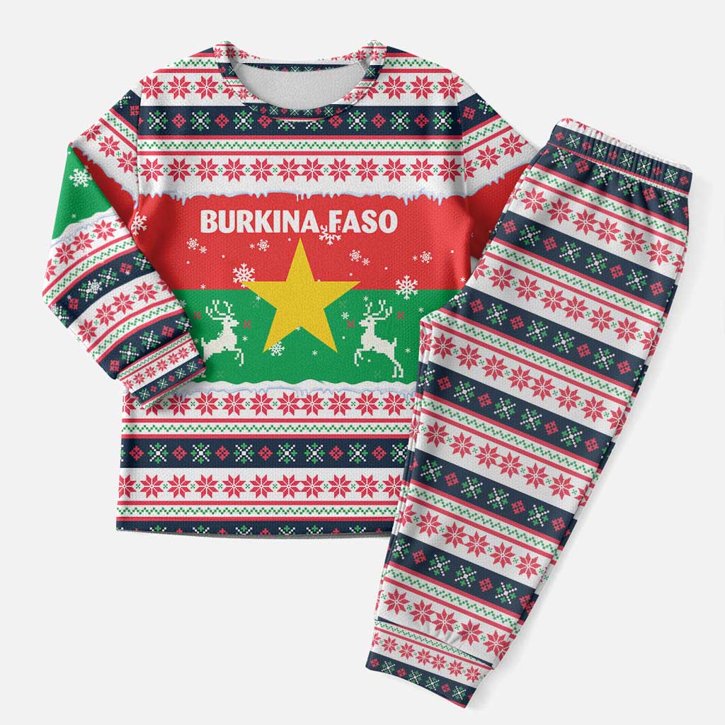 Christmas Burkina Faso Christmas Pajama Set Reindeer Star Design - African Pride