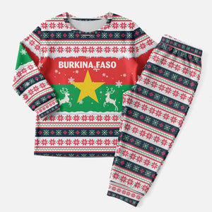 Christmas Burkina Faso Christmas Pajama Set Reindeer Star Design - African Pride