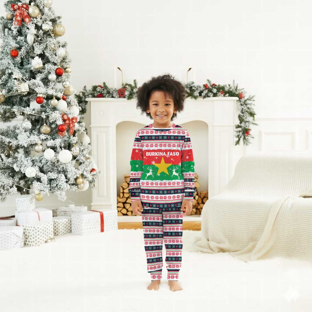 Christmas Burkina Faso Christmas Pajama Set Reindeer Star Design - African Pride
