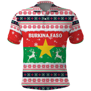 Christmas Burkina Faso Polo Shirt Reindeer Star Design - African Pride