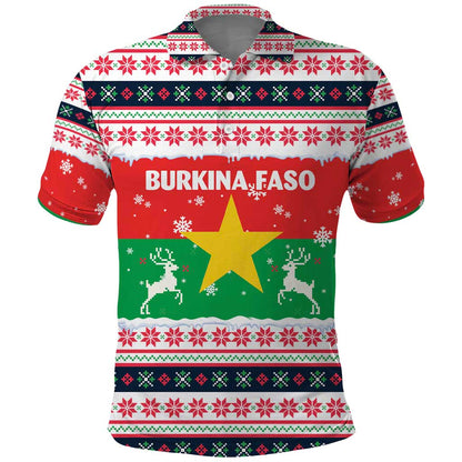 Christmas Burkina Faso Polo Shirt Reindeer Star Design - African Pride