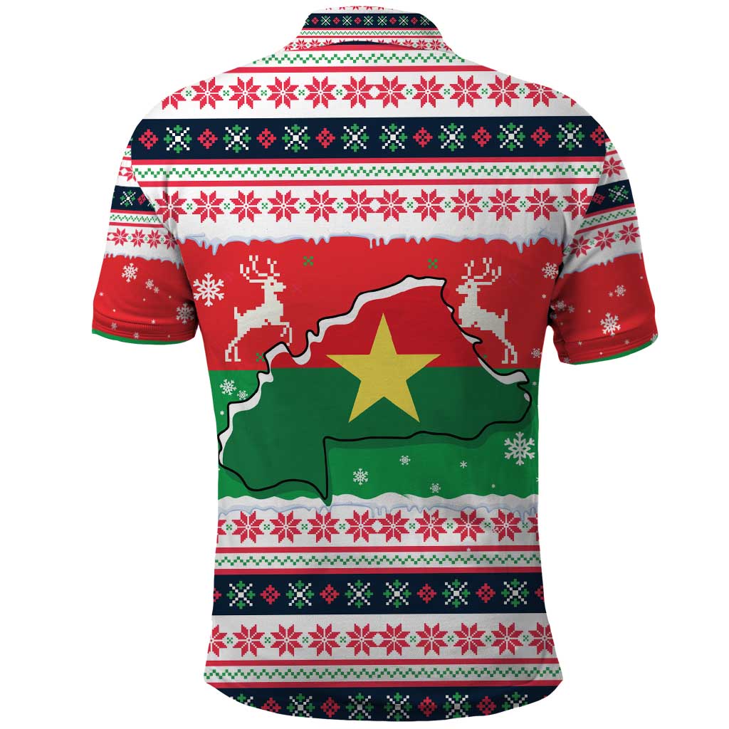 Christmas Burkina Faso Polo Shirt Reindeer Star Design - African Pride