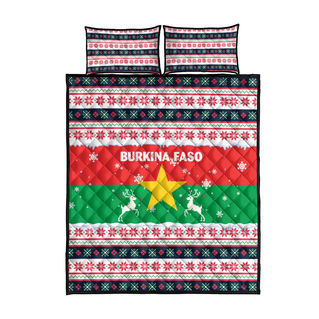 Christmas Burkina Faso Quilt Bed Set Reindeer Star Design - African Pride