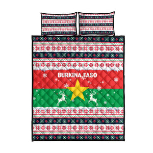 Christmas Burkina Faso Quilt Bed Set Reindeer Star Design - African Pride
