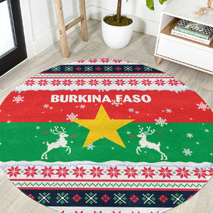 Christmas Burkina Faso Round Carpet Reindeer Star Design - African Pride