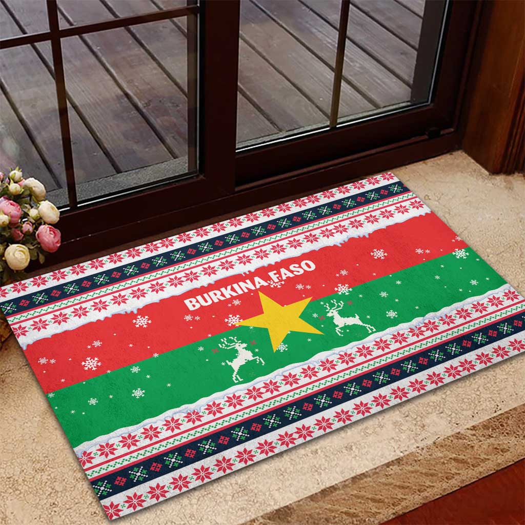 Christmas Burkina Faso Rubber Doormat Reindeer Star Design - African Pride
