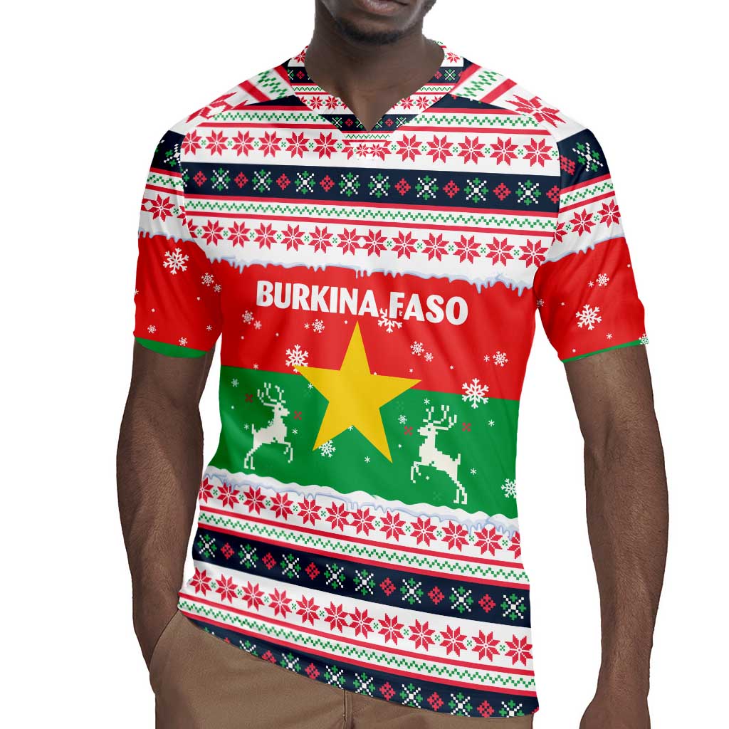 Christmas Burkina Faso Rugby Jersey Reindeer Star Design - African Pride