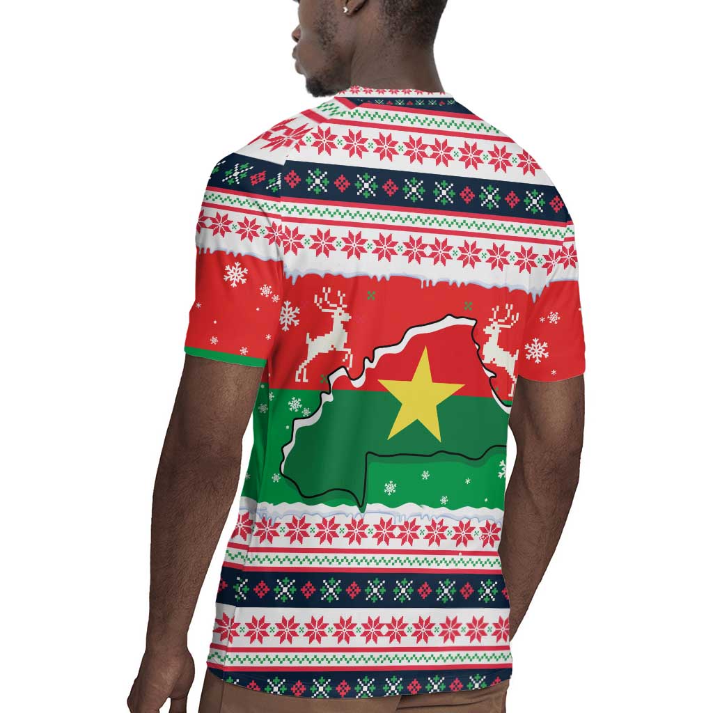 Christmas Burkina Faso Rugby Jersey Reindeer Star Design - African Pride