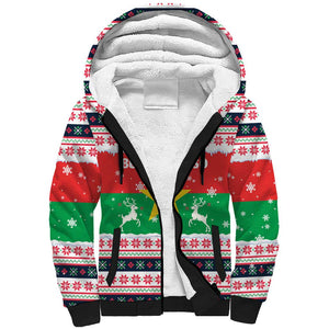 Christmas Burkina Faso Sherpa Hoodie Reindeer Star Design - African Pride