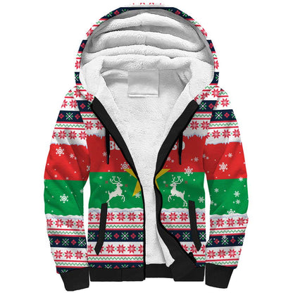 Christmas Burkina Faso Sherpa Hoodie Reindeer Star Design - African Pride