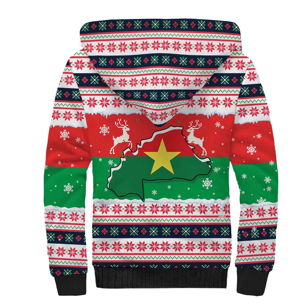 Christmas Burkina Faso Sherpa Hoodie Reindeer Star Design - African Pride