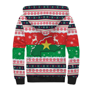 Christmas Burkina Faso Sherpa Hoodie Reindeer Star Design - African Pride