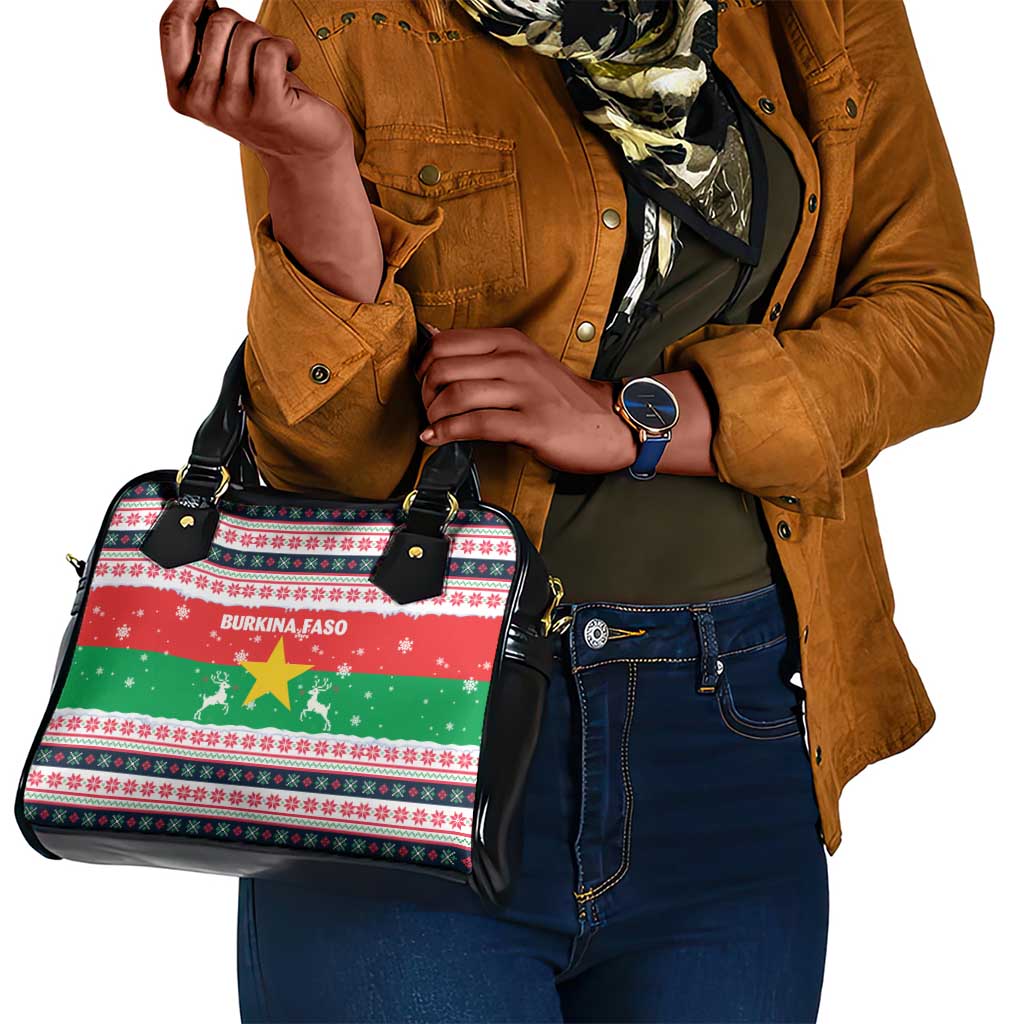 Christmas Burkina Faso Shoulder Handbag Reindeer Star Design - African Pride