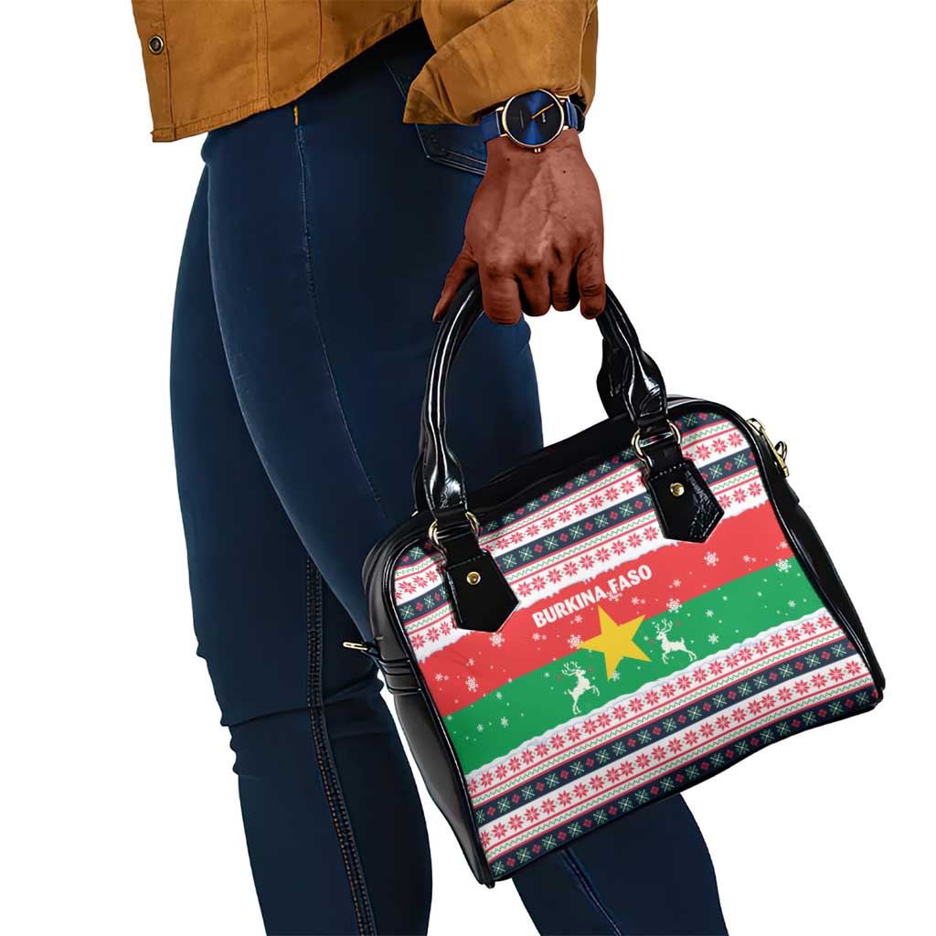 Christmas Burkina Faso Shoulder Handbag Reindeer Star Design - African Pride