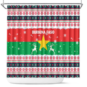 Christmas Burkina Faso Shower Curtain Reindeer Star Design - African Pride
