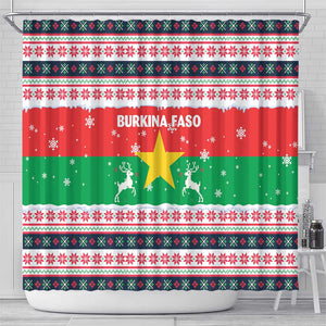 Christmas Burkina Faso Shower Curtain Reindeer Star Design - African Pride