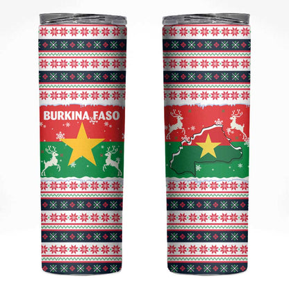Christmas Burkina Faso Skinny Tumbler Reindeer Star Design - African Pride