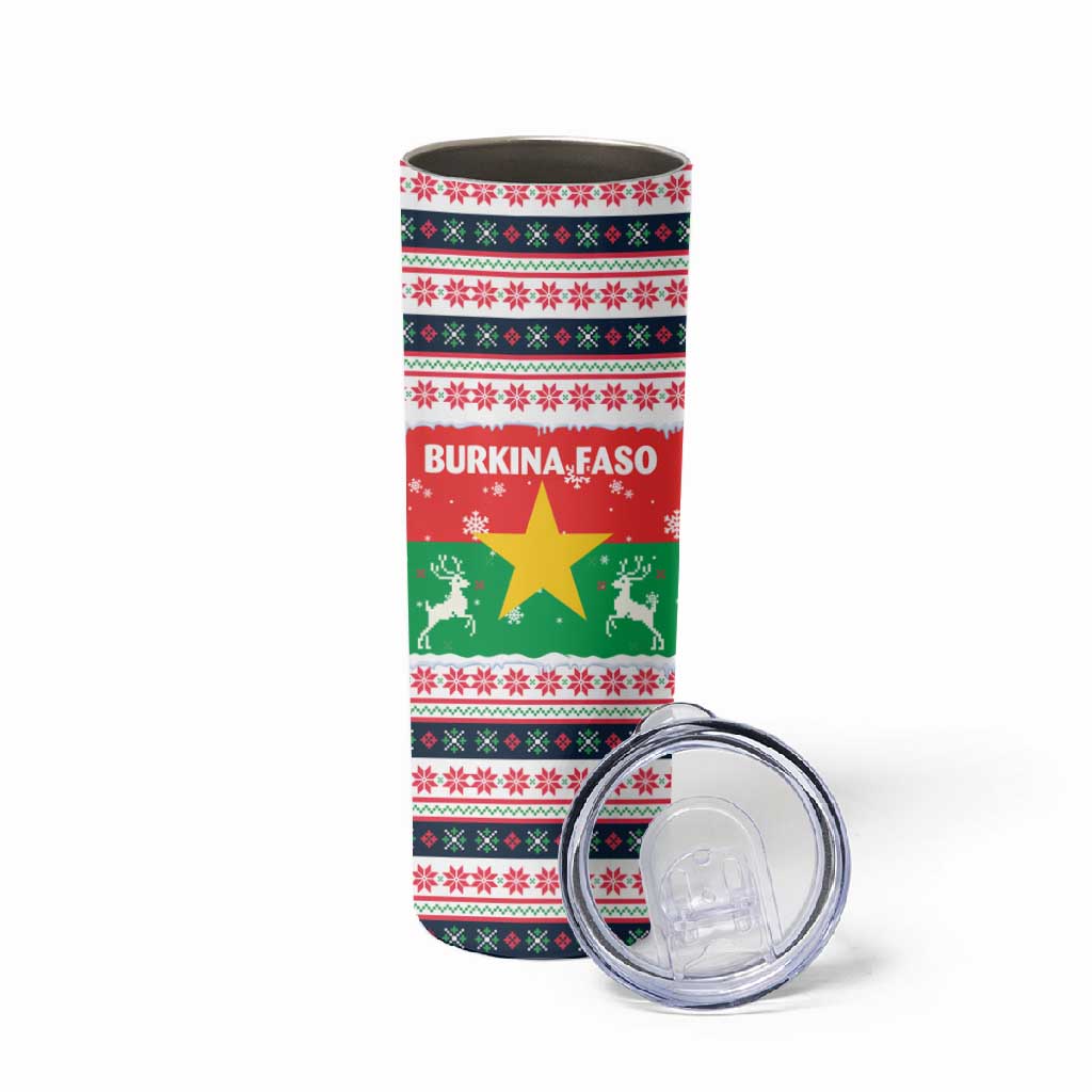 Christmas Burkina Faso Skinny Tumbler Reindeer Star Design - African Pride