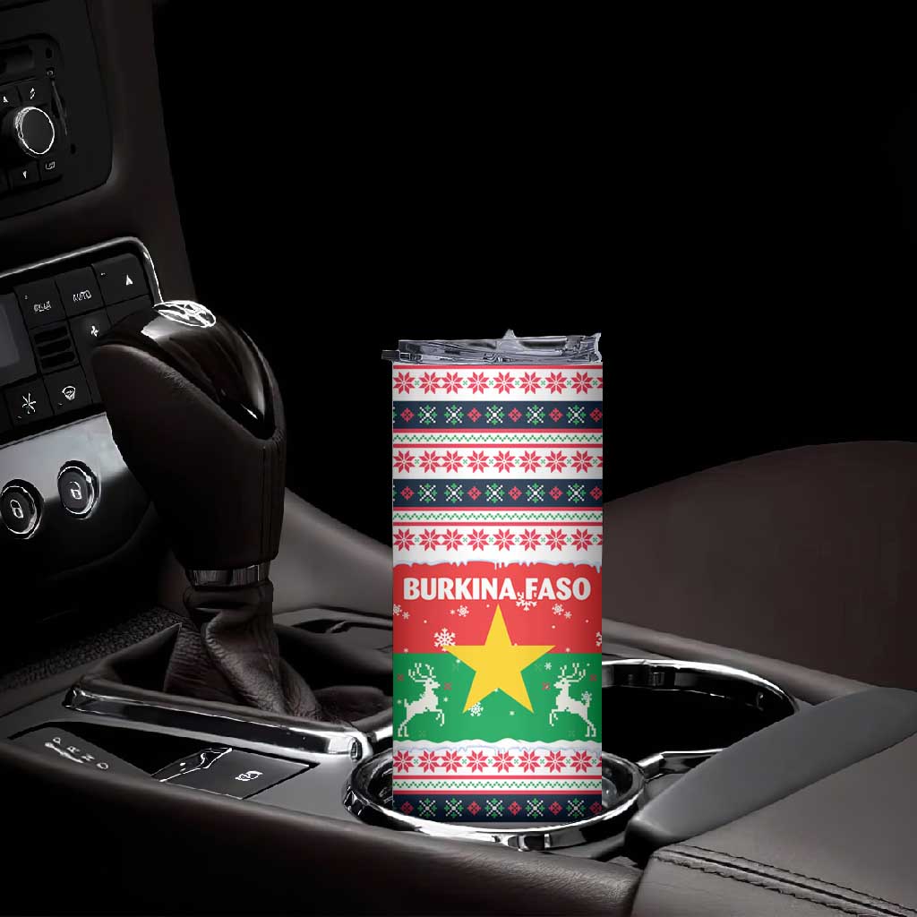 Christmas Burkina Faso Skinny Tumbler Reindeer Star Design - African Pride