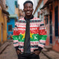 Christmas Burkina Faso Sleeve Zip Bomber Jacket Reindeer Star Design - African Pride