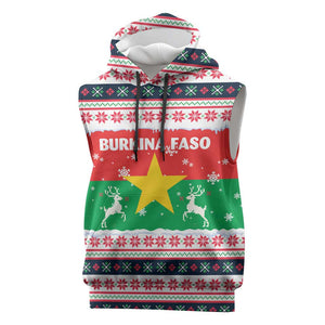 Christmas Burkina Faso Sleeveless Hoodie Reindeer Star Design - African Pride