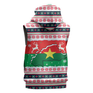 Christmas Burkina Faso Sleeveless Hoodie Reindeer Star Design - African Pride