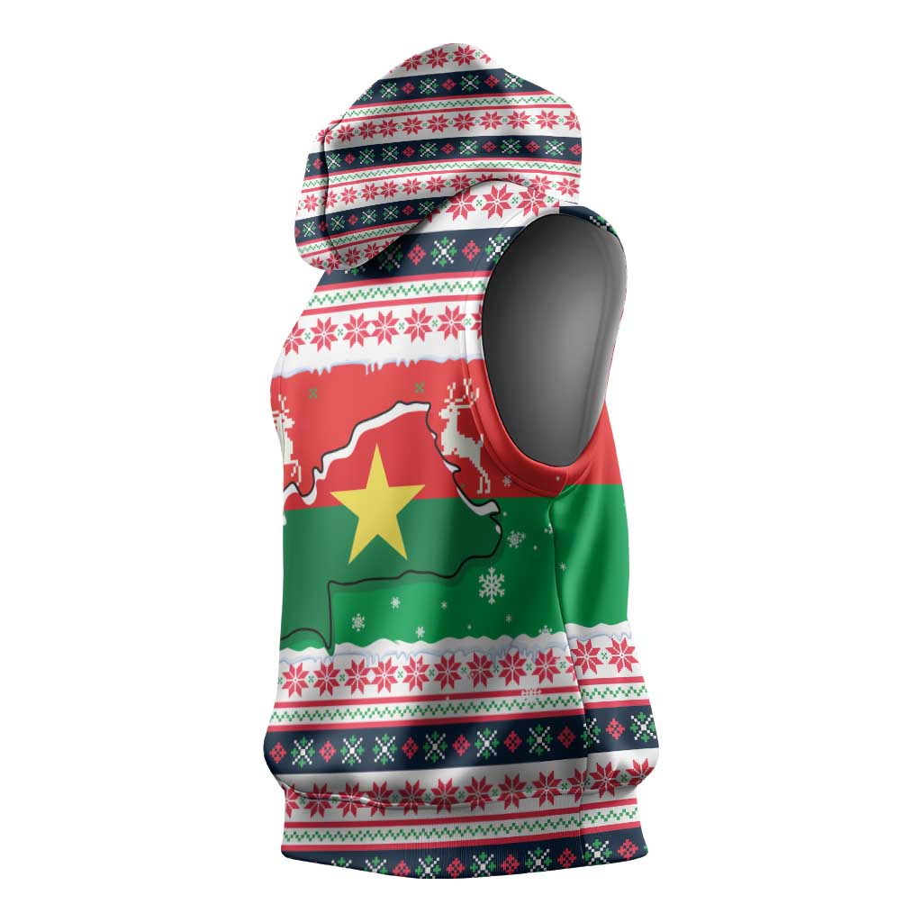 Christmas Burkina Faso Sleeveless Hoodie Reindeer Star Design - African Pride