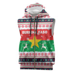 Christmas Burkina Faso Sleeveless Zip Hoodie Reindeer Star Design - African Pride
