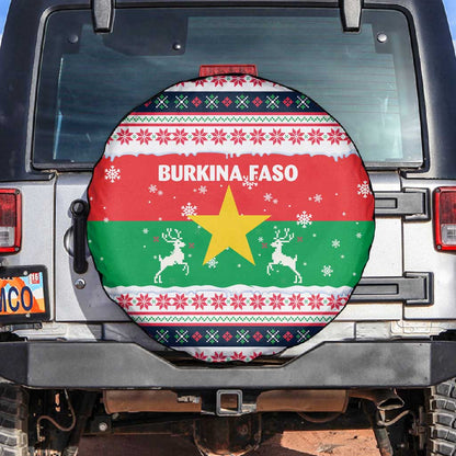 Christmas Burkina Faso Spare Tire Cover Reindeer Star Design - African Pride