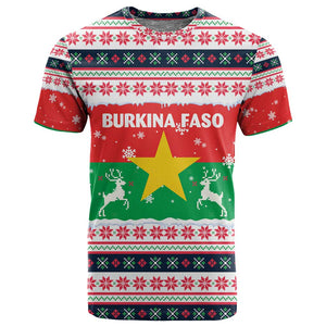 Christmas Burkina Faso T shirt Reindeer Star Design - African Pride
